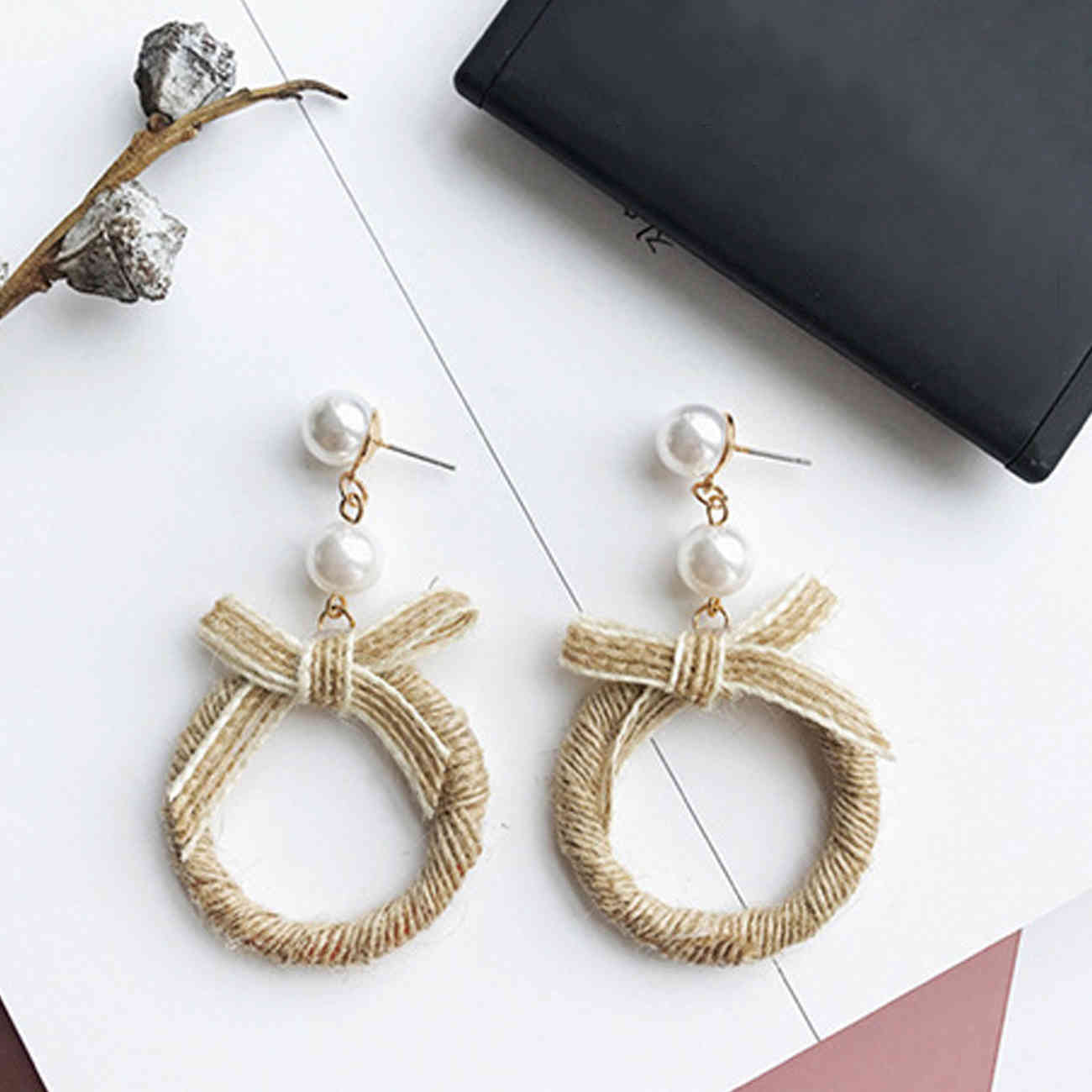 Natural linen ribbon roll jute two-sided white fish silk twin-rope DIY craft gift wrapping for Valentine's Day gift decorating
