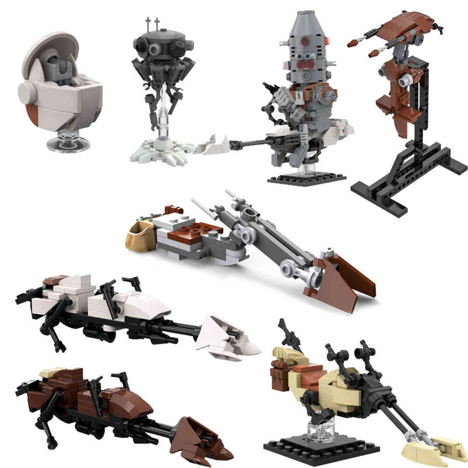 MOC Star Movie Probe military weapon Robot Speeder Bike Building Blocks Model Assembly Bricks Construction Toys Kids Gifts Y0928
MOC Star Movie Probe military weapon Robot Speeder Bike Building Blocks Model Assembly Bricks Construction Toys Kids Gifts Y0928