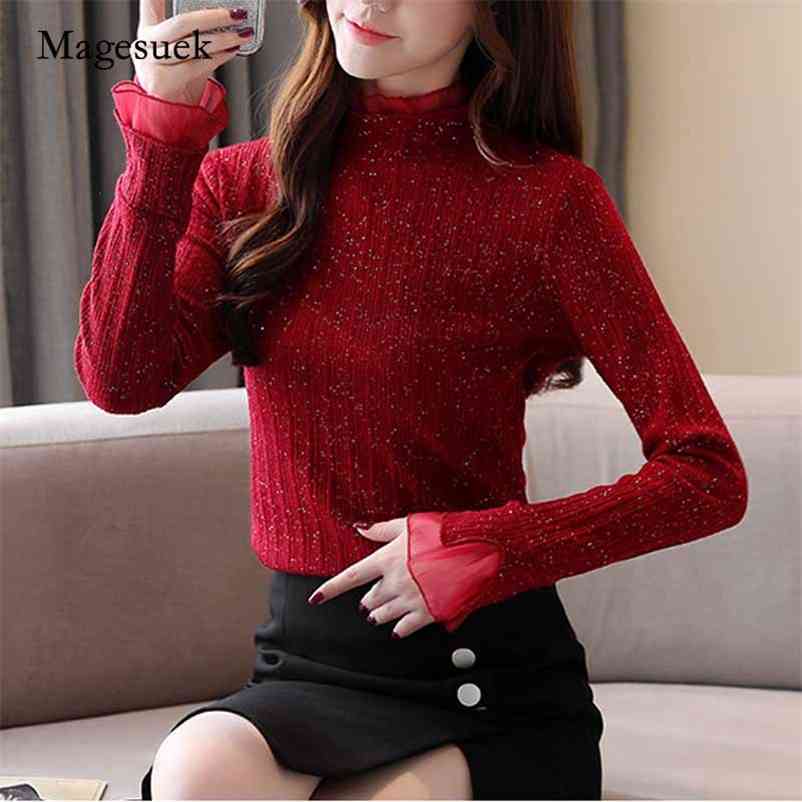 Long Sleeve Pullover Women Slim Thin Stand Collar Wild Knitwear Vintage Lace Women's Turtleneck Sweater Autumn 11055 210518, Black
Long Sleeve Pullover Women Slim Thin Stand Collar Wild Knitwear Vintage Lace Women's Turtleneck Sweater Autumn 11055 210518, Black