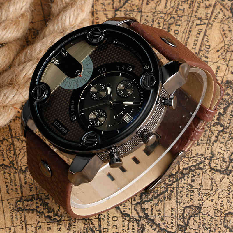 Watches Fashion Large Face Big Watches Men Military Sports Leather Strap Auto Date Quartz Wristwatches Imitation Watch Oz7258, Slivery;brown
Watches Fashion Large Face Big Watches Men Military Sports Leather Strap Auto Date Quartz Wristwatches Imitation Watch Oz7258, Slivery;brown