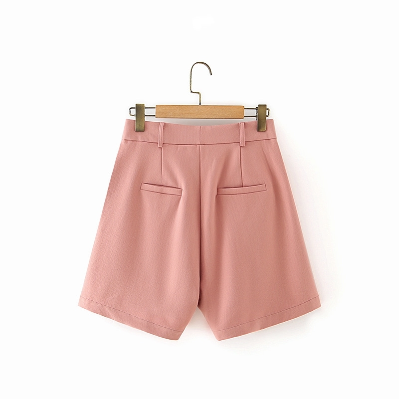 vintage women solid pink shorts summer fashion ladies causal polyester and cotton female casual girls 210527