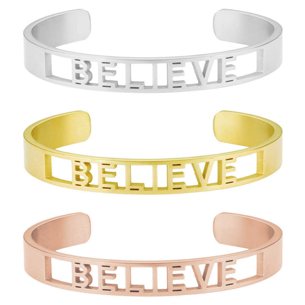 Carvort Believe Engraved Bracelet Women Inspirational Stainless Steel Bangle- Gold, Rose Gold 8mm Width Bangle Bracelets Q0719
Carvort Believe Engraved Bracelet Women Inspirational Stainless Steel Bangle- Gold, Rose Gold 8mm Width Bangle Bracelets Q0719