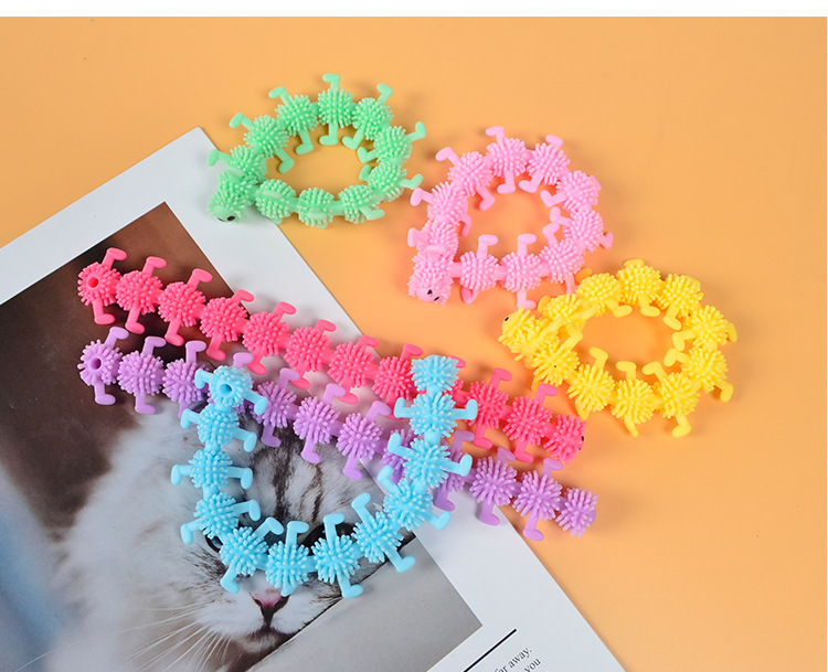 Worm Caterpillar TPR Stress Relief Toy Stretch String Fidget Funny Pull Vent Toys Noodles Anti Soft Glue Elastic Rope Neon Autism Noodle Gift for Kid 