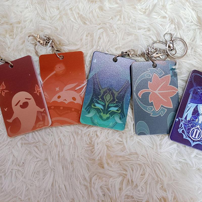 

Keychains Anime Genshin Impact Abs Student Id Bus Bank Card Holder Keychain Case Cover Box Pendant Keyring Diluc Cosplay Gift