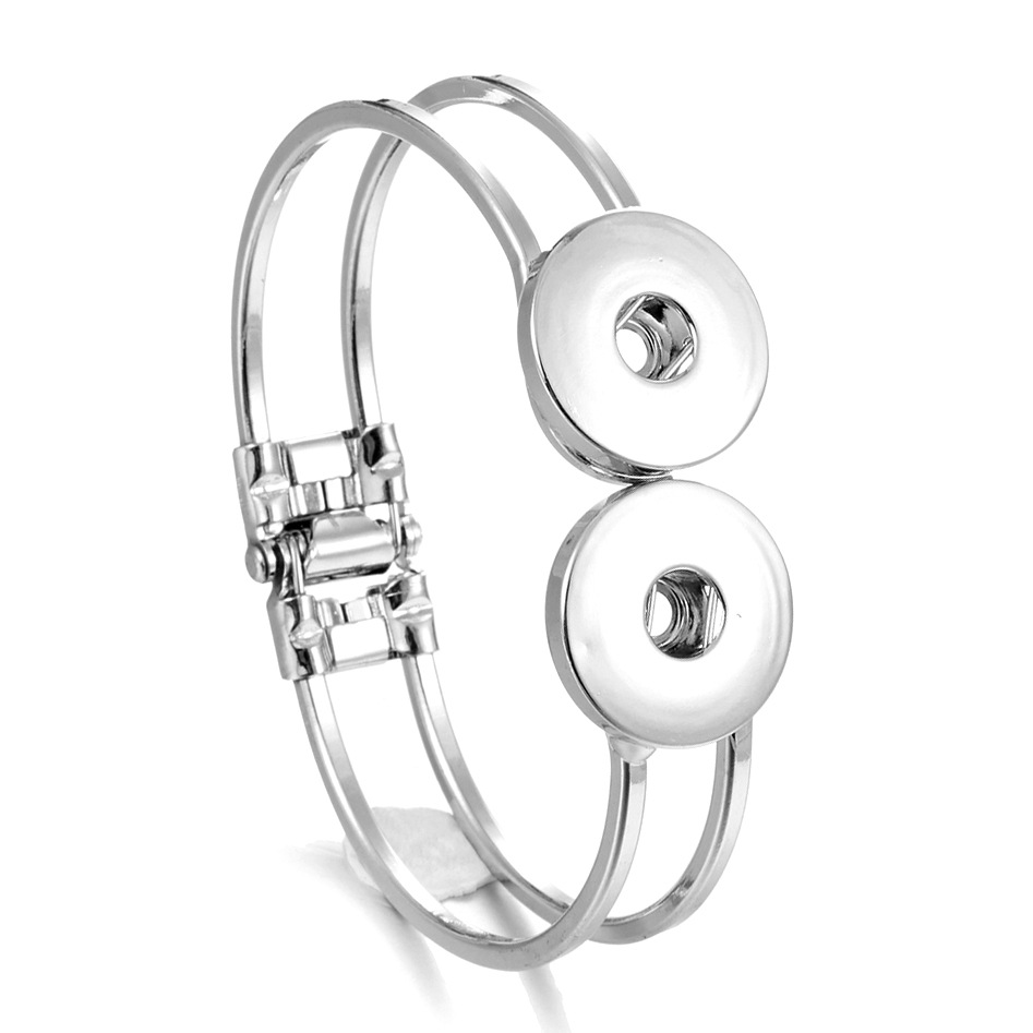 Snap Button Bracelet Fit 18mm Jewelry 2 Charms Silver Gold for Women Men fashion6203229