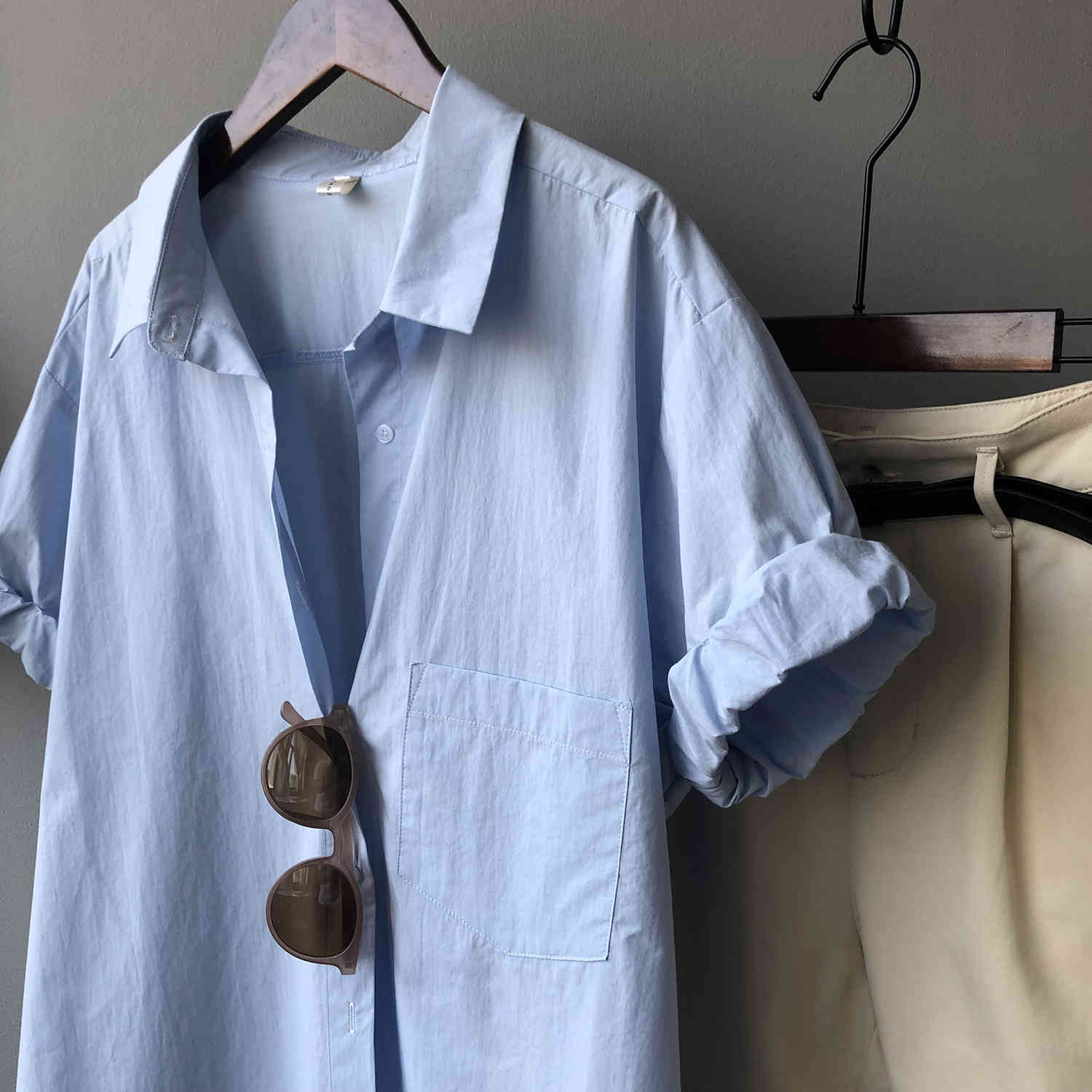 Korean Solid Women Shirt Tops Summer Short Sleeve Turn-down Collar Blouses Office Ladies Stylish Blusas Femme 210514