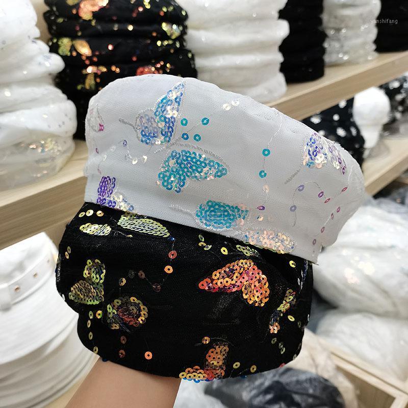 Japanese Style Summer Women Lace Embroidered High Quality 3D Butterfly Gauze Beret Artist Hat With Sequins Berets
Japanese Style Summer Women Lace Embroidered High Quality 3D Butterfly Gauze Beret Artist Hat With Sequins Berets