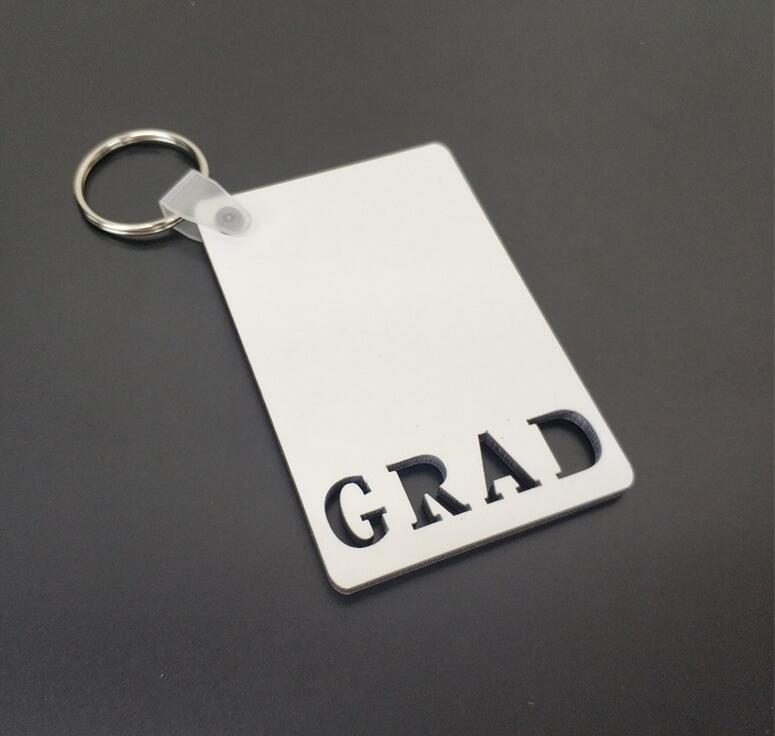 Sublimation Keychain LOVE GRAD DAD MOM SENIOR Key Chain Creative DIY Gift Blank MDF Keyrings 20pcs