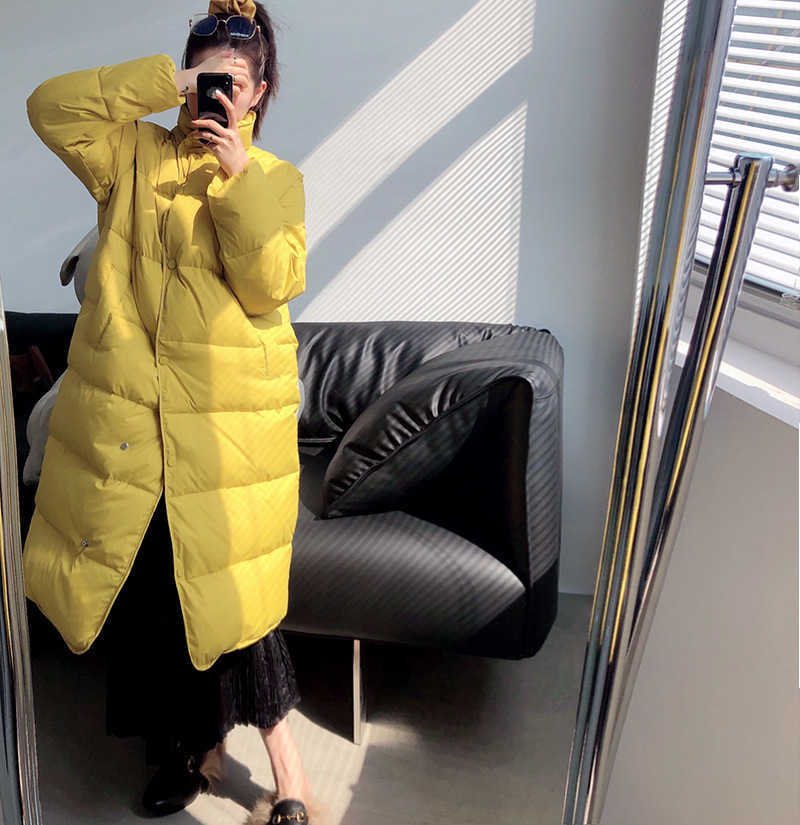 Winter Warm Coat Korean Loose Casual 90% White Duck Down Jacket Women's Long Sleeve Thick 211018