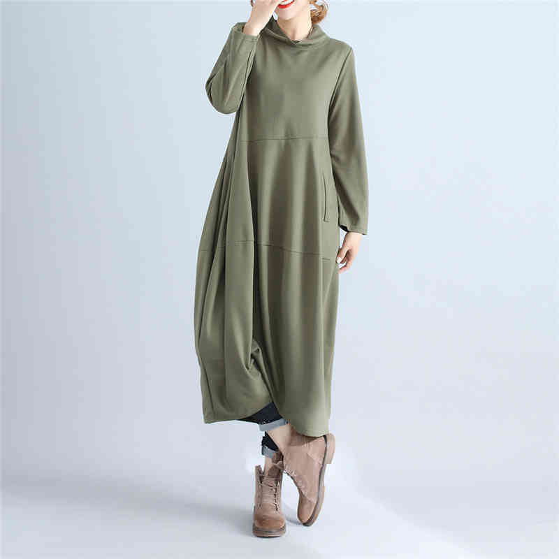 Johnature Women Turtleneck Dress Brief Spring Autumn Casual Long Sleeve Pullover Loose Robe Cotton Women Soft Dresses 210521, Navy blue
Johnature Women Turtleneck Dress Brief Spring Autumn Casual Long Sleeve Pullover Loose Robe Cotton Women Soft Dresses 210521, Navy blue