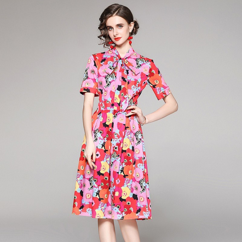 Fashion Summer Boho Dress Women Sweet Bow Neck Floral Print Short Sleeve Ladies A-Line Chiffon Midi Dress 210518, Photo color
Fashion Summer Boho Dress Women Sweet Bow Neck Floral Print Short Sleeve Ladies A-Line Chiffon Midi Dress 210518, Photo color