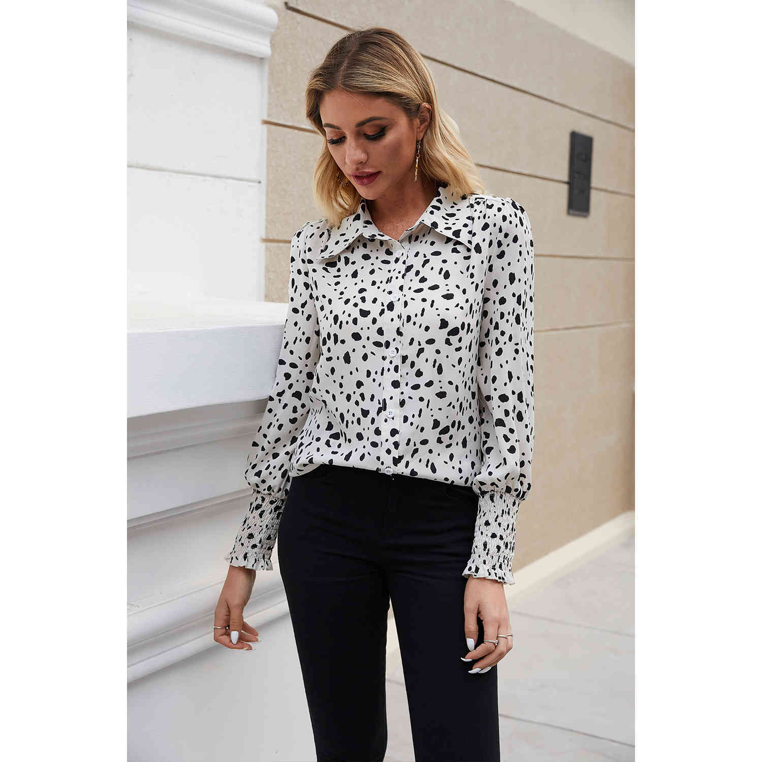 Foridol casual leopard print blouse tops women autumn winter office ladies blouse shirts long sleeve white tops 210415