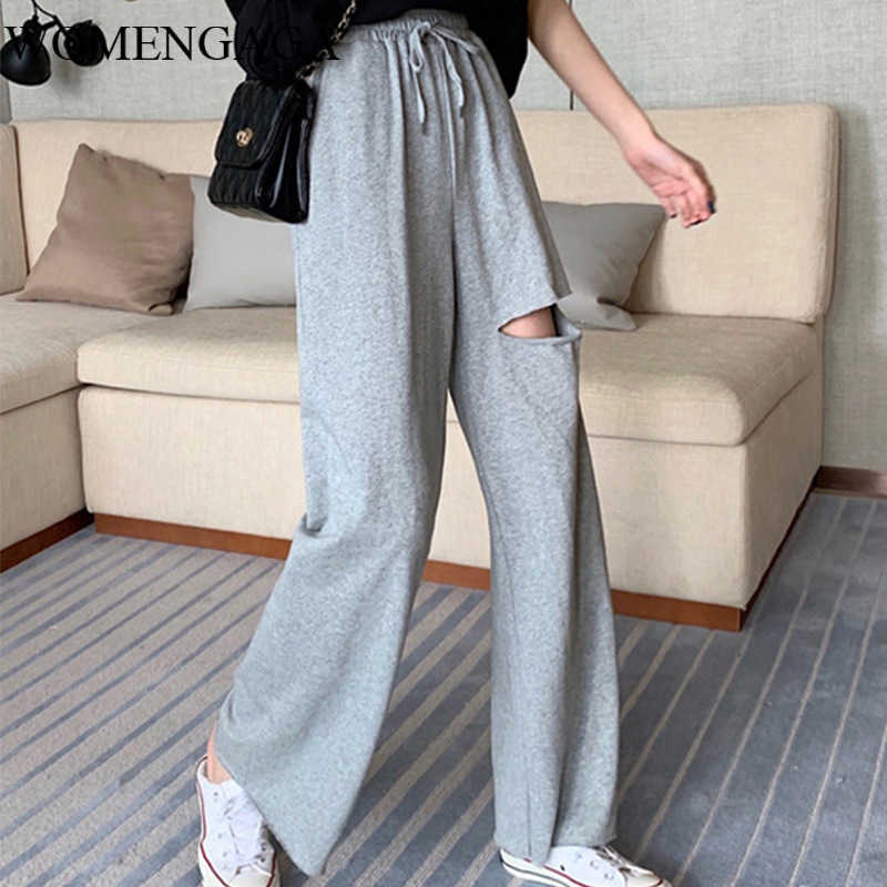 Autumn Cotton Elastic Drawstring Hole Casual Pants Sports Wide Leg Plus Size Fashion Womens Simple QX0 210603, Gray
Autumn Cotton Elastic Drawstring Hole Casual Pants Sports Wide Leg Plus Size Fashion Womens Simple QX0 210603, Gray