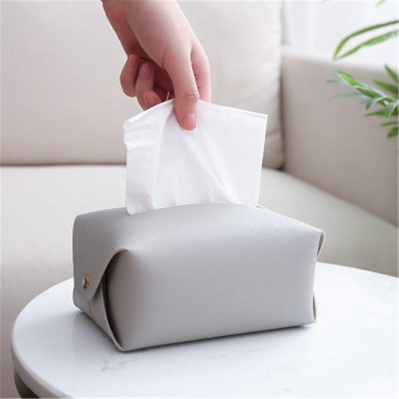 Tissue Boxes & Napkins Leather Box Case Removable Paper Towel Holder Rack Organizer For Living Room Bathroom Kitchen Home Accessories