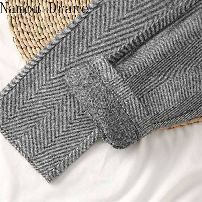 Woolen Pants Women's Harem Pencil Autumn Winter High Waisted Casual Suit Office Lady Women Trousers 211115