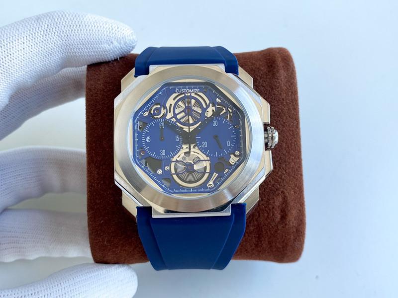 Wristwatches 41MM Men OCTO Finissinmo Watch Hollow OS Chronograph WristWatch Geometric Octagon Clock Grey Blue Black Rubber Strap Watches
Wristwatches 41MM Men OCTO Finissinmo Watch Hollow OS Chronograph WristWatch Geometric Octagon Clock Grey Blue Black Rubber Strap Watches