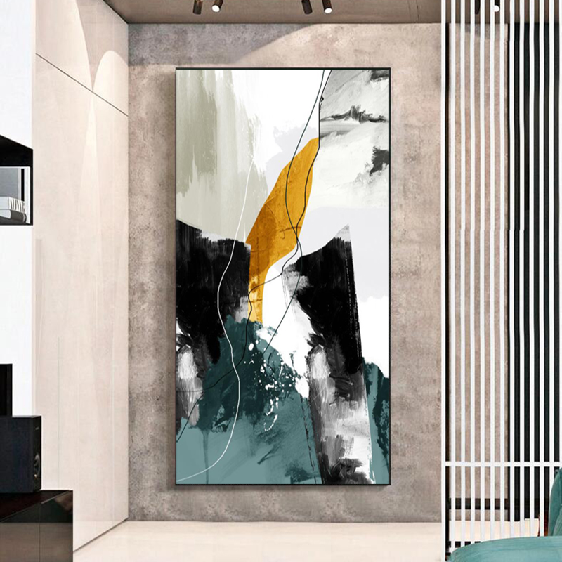 Abstract Black and White Golden Line Poster Nordic Art Plant Canvas Oil Painting Modern Style Wall Picture for Living Room Decor