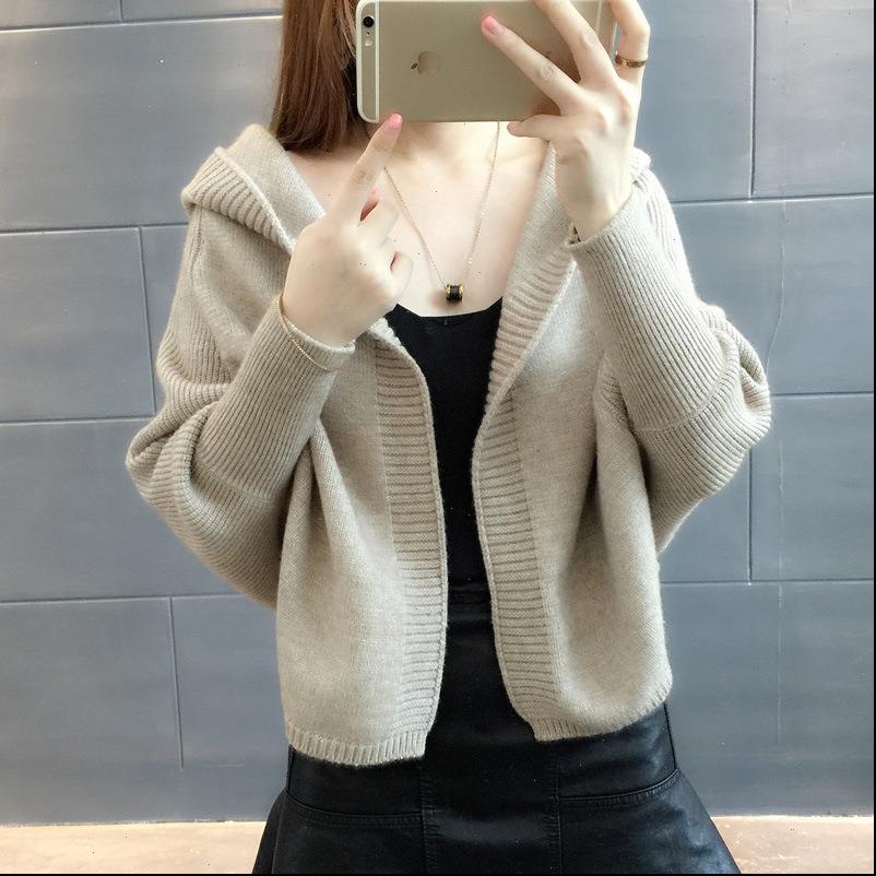 women sweater winter hooded loose knitted cardigan coat for solid korean spring ladies weaters, White;black
women sweater winter hooded loose knitted cardigan coat for solid korean spring ladies weaters, White;black