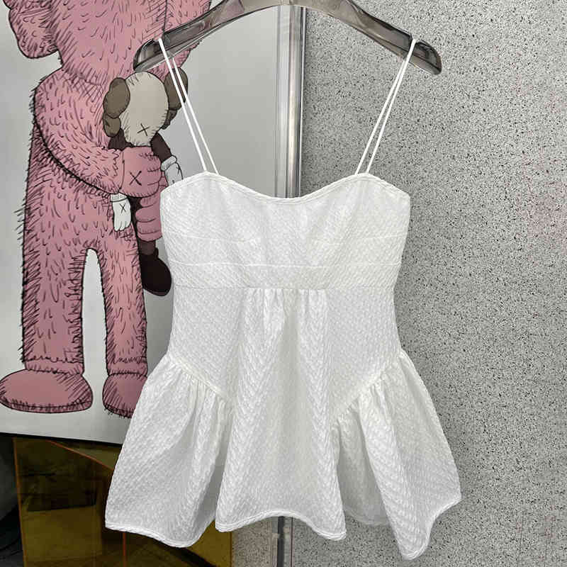 VGH White Patchwork Ruffle Vests For Women Square Collar Sleeveless Casual Slim Sexy Camis Female Korean Summer Fashion Clothing 210421