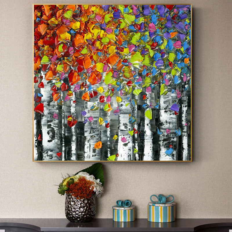 Modern Oil Painting Print Wall Art Canvas Painting Abstract Tree Poster Landscape Picture For Living Room Home Decor No Frame