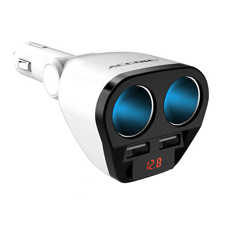 ACCNIC 5V 1A/2.4A Dual USB Car Cigarette Lighter Splitter Socket Adapter 120W LED Voltage Monitor Auto Car USB Plug Converter