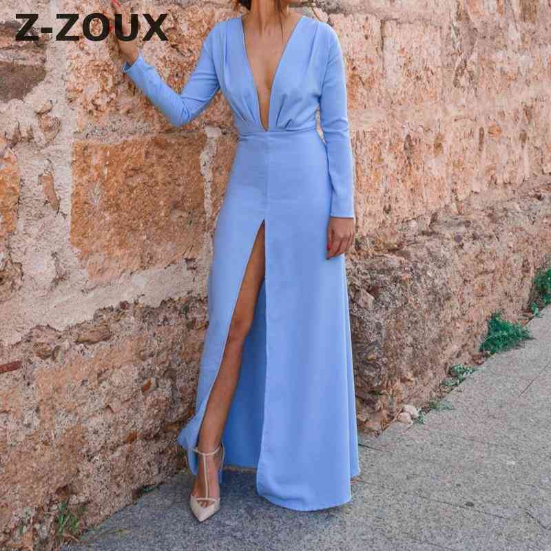 Women Dress Deep V Neck High Waist Split Long Sexy Solid Sleeve Slim Party es White Plus Size XL 210524, Blue
Women Dress Deep V Neck High Waist Split Long Sexy Solid Sleeve Slim Party es White Plus Size XL 210524, Blue