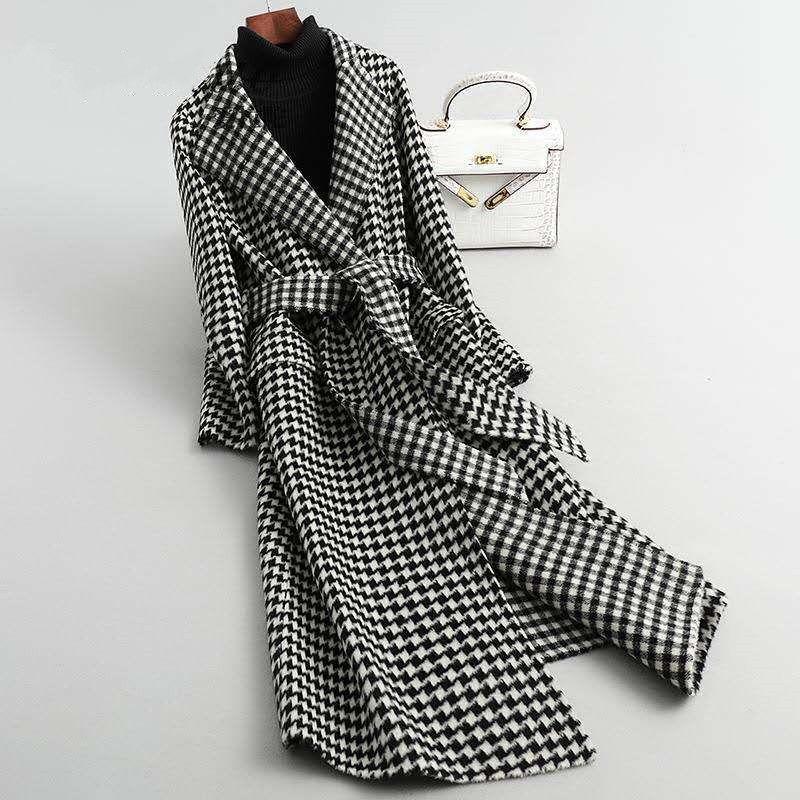 Women's Wool & Blends 2021 Winter Style Korean Thick Woolen Coat Houndstooth Female Mid-length, Black and white
Women's Wool & Blends 2021 Winter Style Korean Thick Woolen Coat Houndstooth Female Mid-length, Black and white