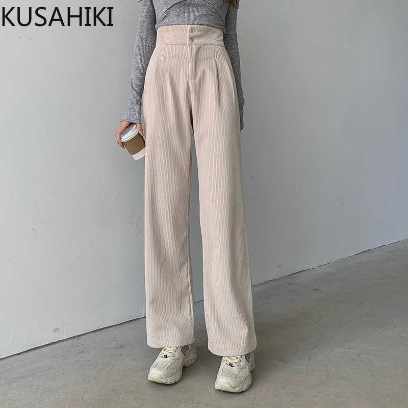 KUSAHIKI Corduroy Women Pants Spring High Waist Elegant Long Trousers Causal Korean Wide Leg Pants Mujer 6E680 210602, White
KUSAHIKI Corduroy Women Pants Spring High Waist Elegant Long Trousers Causal Korean Wide Leg Pants Mujer 6E680 210602, White