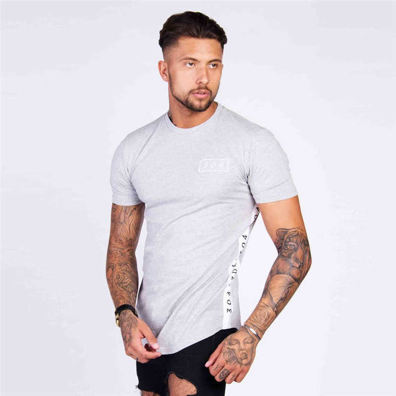 Yemeke Men's Short-Sleeve Printed Cotton T-Shirt For Fiess And Bodybuilding