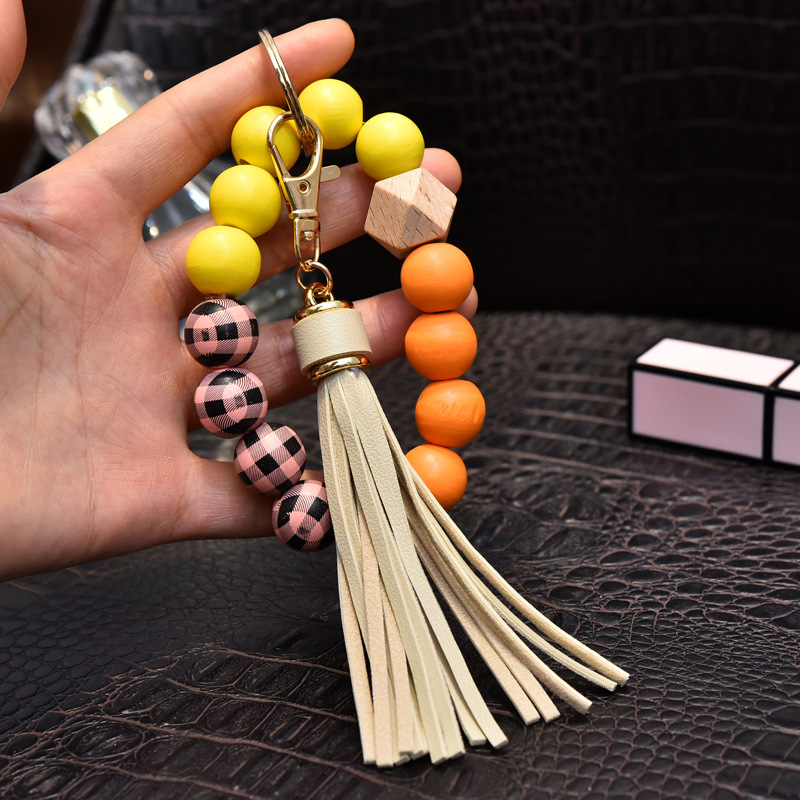 Handmade Beaded Bracelet Tassel Keychain Women's Portable Key Charm Creative Bracelet Ladies Keyring