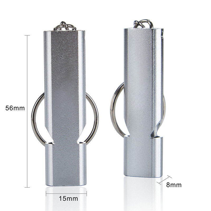 Metal Whistle Keychain Pendant Aluminum Alloy Double Hole Survival Whistle Key Chain Outdoor Emergency Tool