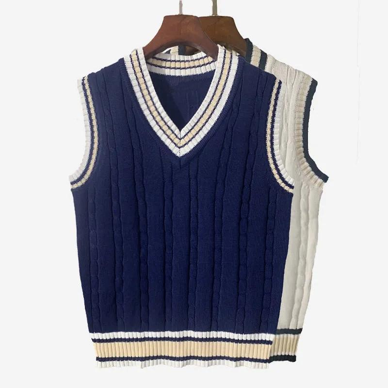 Men's Vests 2021 Sweater Vest Men V-neck Pullover Student Couple College Style Woman Plus Size Sleeveless Woolen Thick Top Dark Blue Autumn
Men's Vests 2021 Sweater Vest Men V-neck Pullover Student Couple College Style Woman Plus Size Sleeveless Woolen Thick Top Dark Blue Autumn