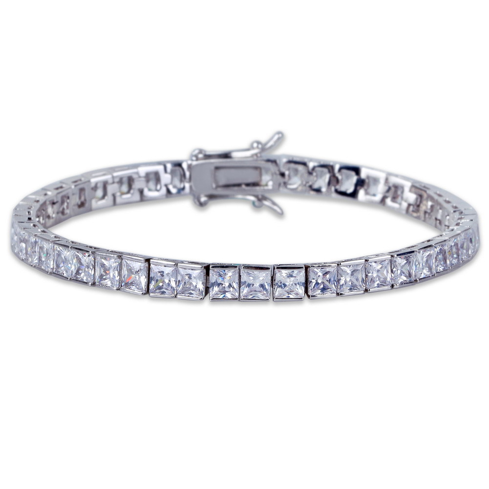 Charm Fashion Classic Tennis bracelet jewelry design White AAA Cubic Zirconia Bracelet Clasps Chain 18K Gold Size 8inch for Men Br
