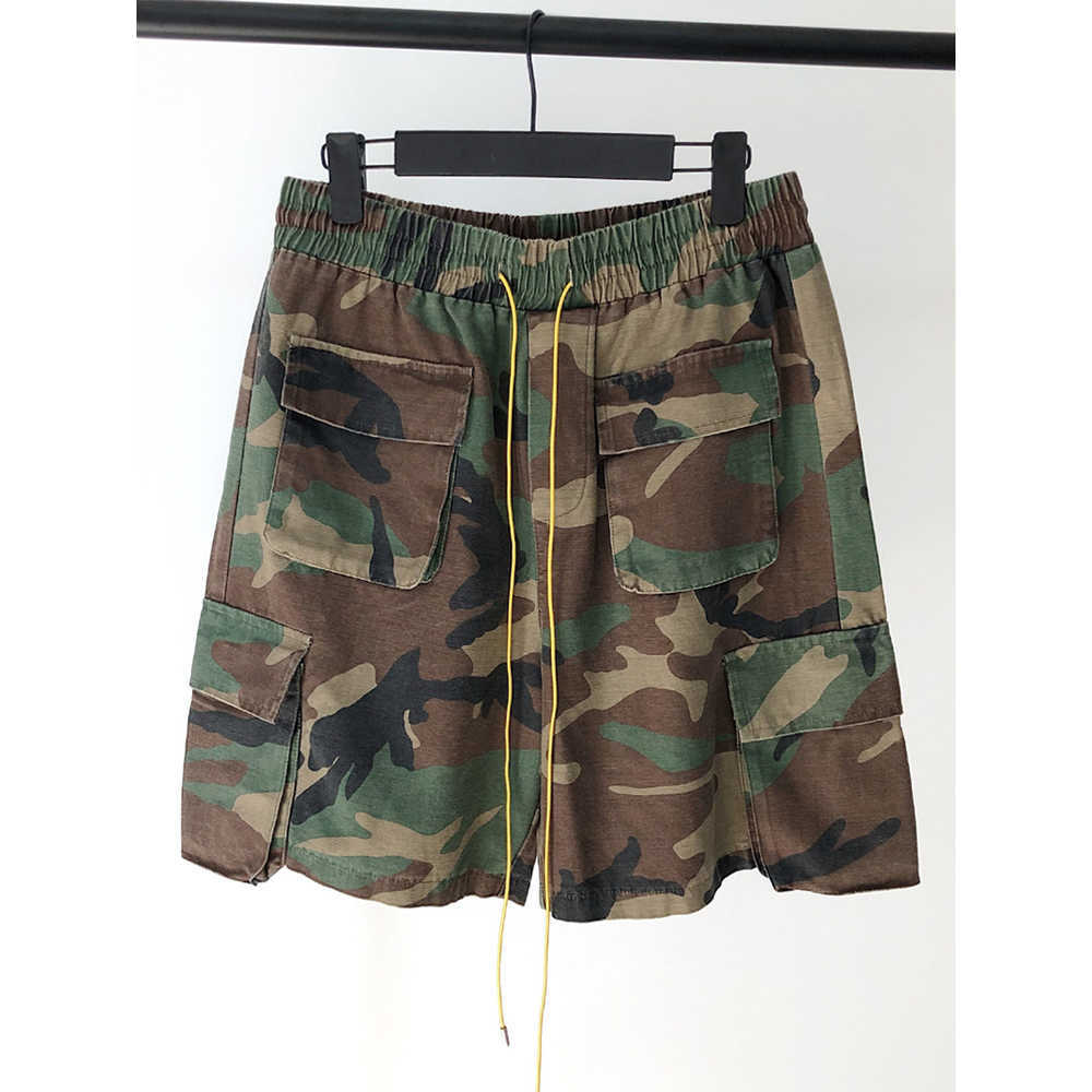 Vintage Camouflage Cargo Shorts Mens Three-dimensional Tailoring Pocket Army Hip Hop Streetwear All-match Casual 210713