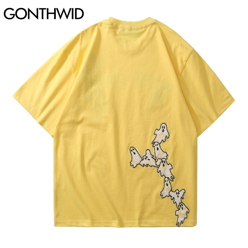 Tees Shirts Streetwear Embroidery Ghost Oversized Tshirts Harajuku Hip Hop Casual Short Sleeve T-Shirts Men Cotton Tops 210602, Yellow
Tees Shirts Streetwear Embroidery Ghost Oversized Tshirts Harajuku Hip Hop Casual Short Sleeve T-Shirts Men Cotton Tops 210602, Yellow