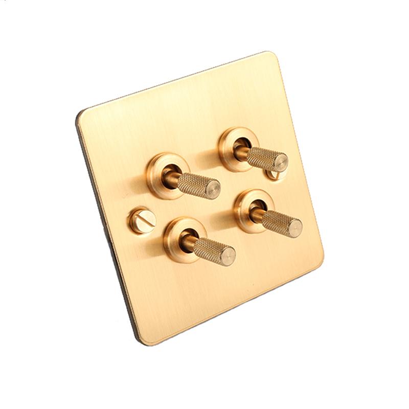 Smart Home Control Brass Lever Wall Light Toggle Switch 1-4 Gang 1 Way 2 Gold Stainless Steel Brushed Panel USB EU Outlet
Smart Home Control Brass Lever Wall Light Toggle Switch 1-4 Gang 1 Way 2 Gold Stainless Steel Brushed Panel USB EU Outlet