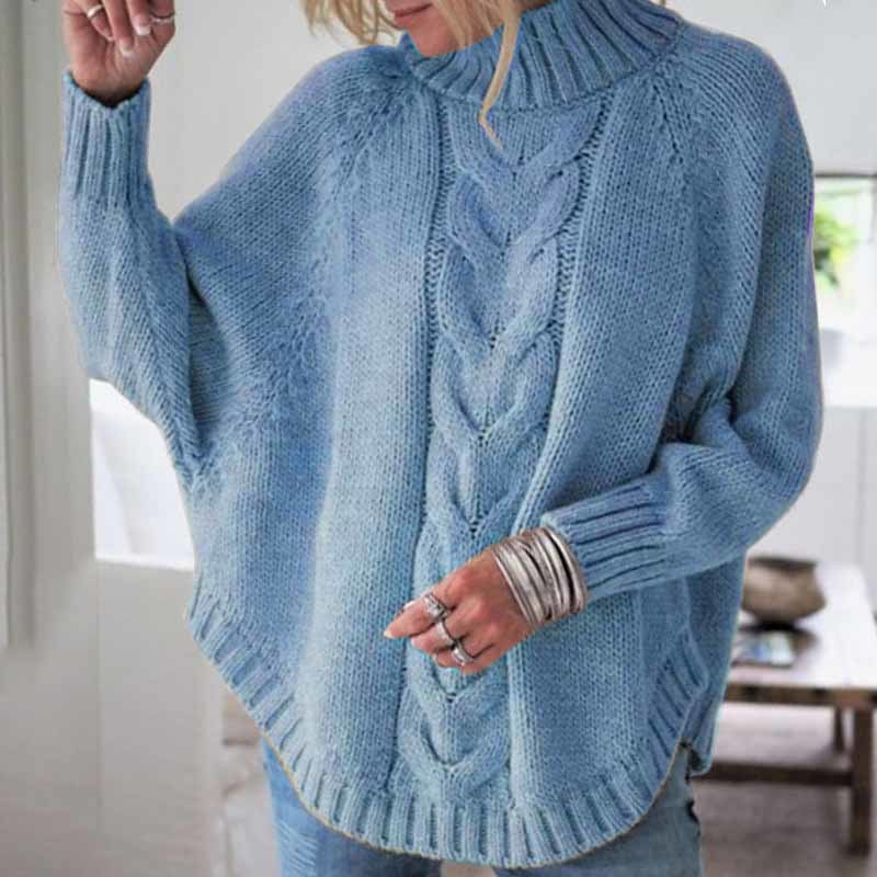 Knitted Jumper Loose Bat Sleeve Plus Size Women Solid Twist Pullover Winter Europe And America Sweater 11848 210415