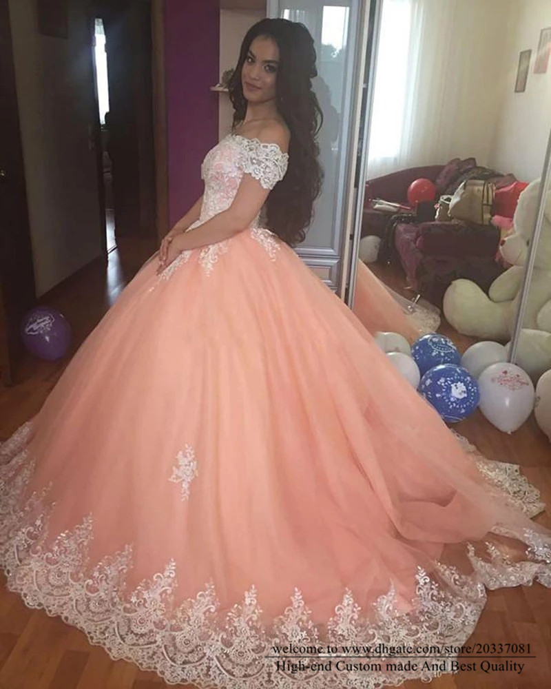 Quinceanera Dresses Princess Lace Appliques Party Prom Formal Ball Gown Tulle Vestidos De 15 Anos Q21
