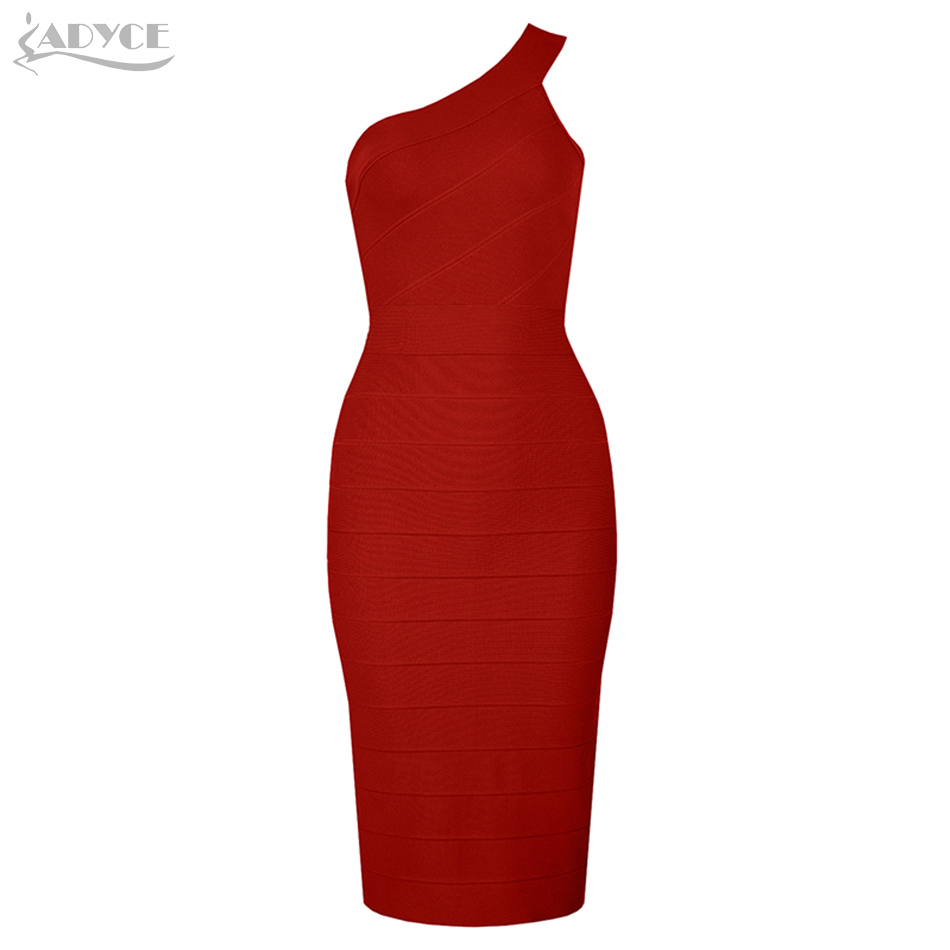 Winter One Shoulder Midi Bandage Dress Sexy Sleeveless Women Bodycon Club Celebrity Evening Runway Party Dresses 210423