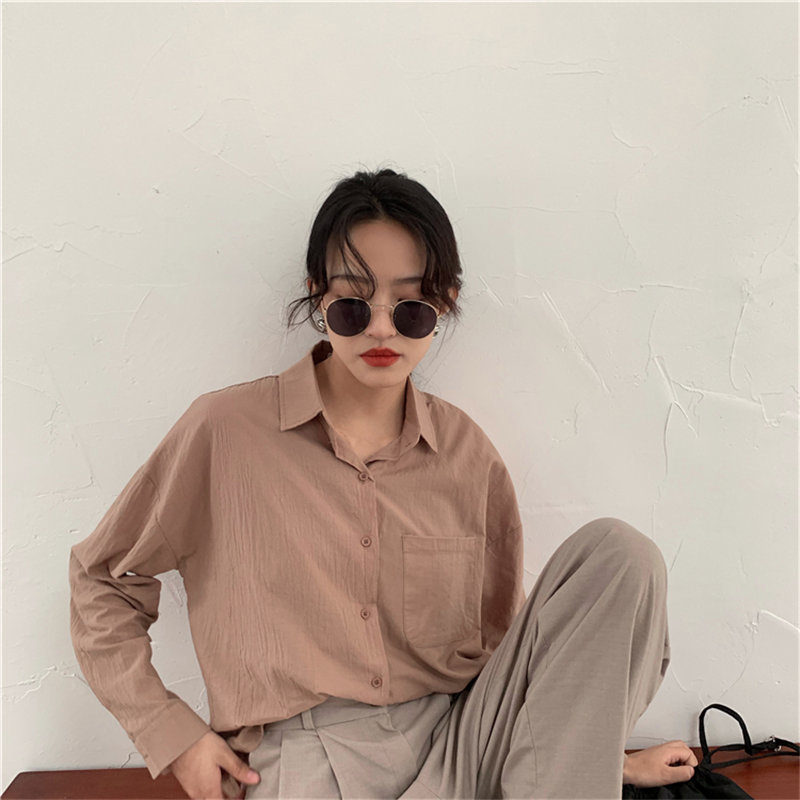 Stylish Sunscreen High Quality Pockets OL Brief Women Casual All Match Long Sleeve Leisure Solid Loose Shirts 210421