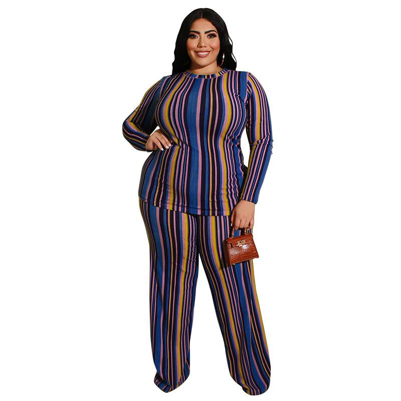 Plus Size Tracksuits Two Piece Set Women Autumn Leisure Clothing Striped Full Sleeve O-Neck Top Long Pants Suit Fashion Large Outfits, Black
Plus Size Tracksuits Two Piece Set Women Autumn Leisure Clothing Striped Full Sleeve O-Neck Top Long Pants Suit Fashion Large Outfits, Black