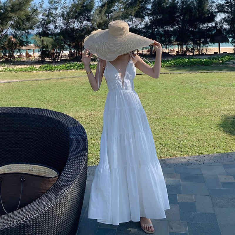 Sexy V-neck Backless Strapless White Dress for Women Summer Long Maxi Casual Holiday Beach Vestidos 210525
Sexy V-neck Backless Strapless White Dress for Women Summer Long Maxi Casual Holiday Beach Vestidos 210525
