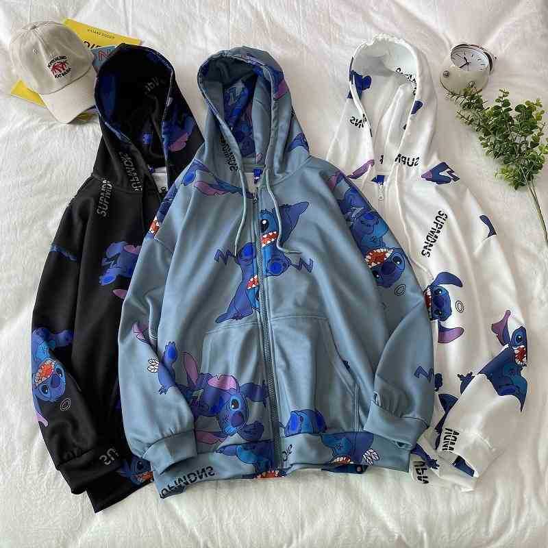 Cartoon all over print cardigan sweater men' trendy hip hop couple zipper coat, White
Cartoon all over print cardigan sweater men' trendy hip hop couple zipper coat, White