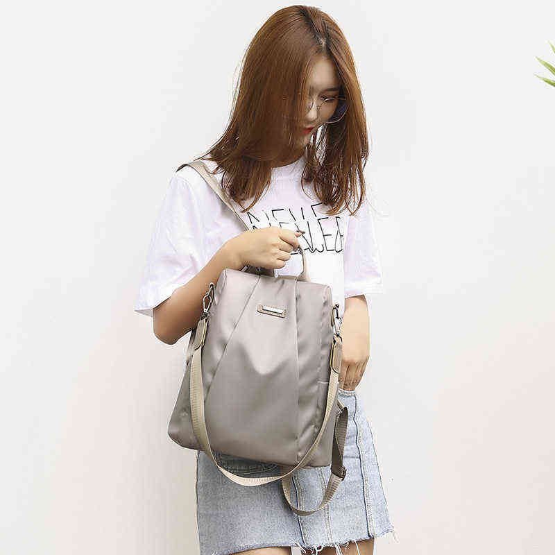 Women Backpack Fashion Large-capacity Anti-theft High-quality Nylon Fabric Solid Ladies Bagpack Big Leisure travel bag pack 44z Y1105