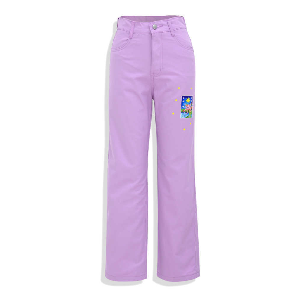 Cartoon Pattern Women's Pants High Waist Vintage Straight Trousers For Ladies Summer Autumn Women Casual Streetwear Pants Light 210702