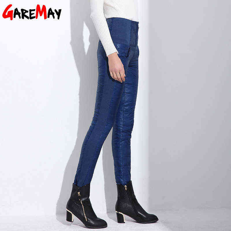 Women Pants Trousers Winter High Waisted Outer Wear female Fashion Slim Warm Thick Duck Down skinny 211115