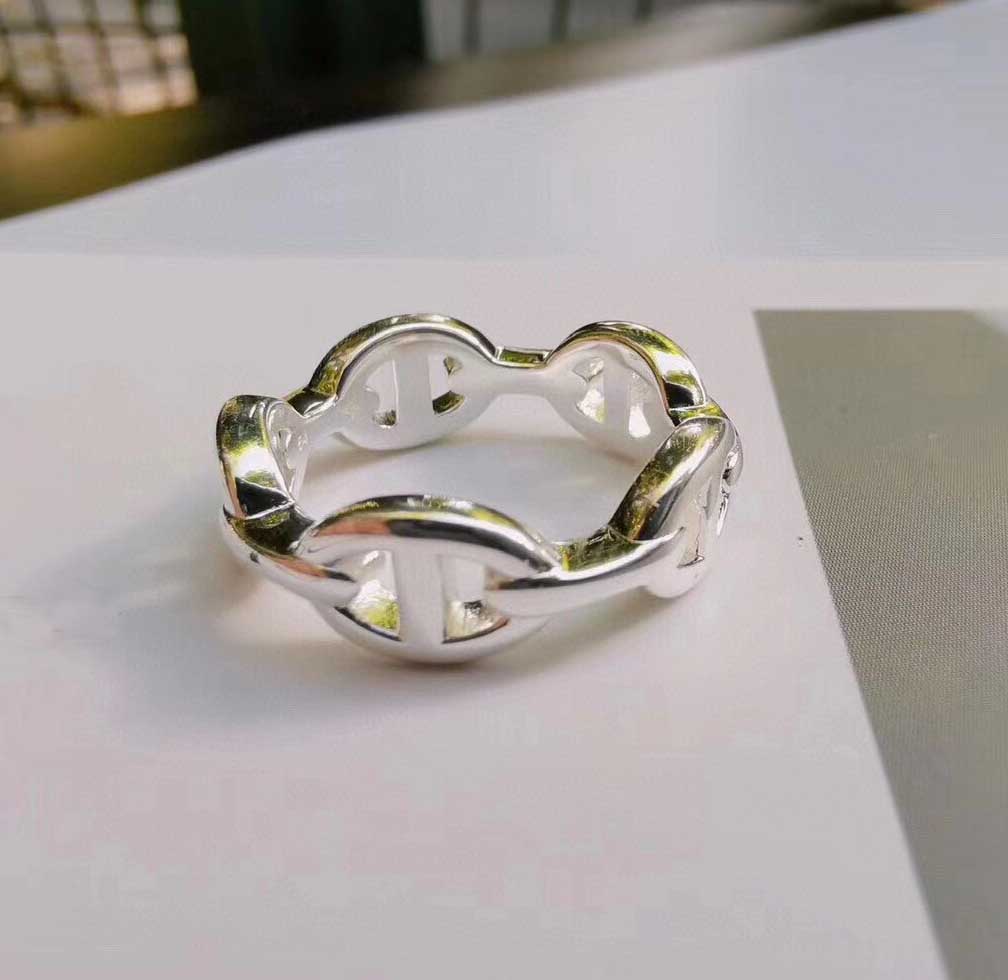 S925 silver punk band ring hollow design in platinum color for women wedding jewelry gift have stamp box PS4813