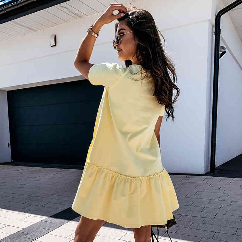 Foridol casual summer autumn dress plus size white loose short dress female purple big size dress vestidos 210415