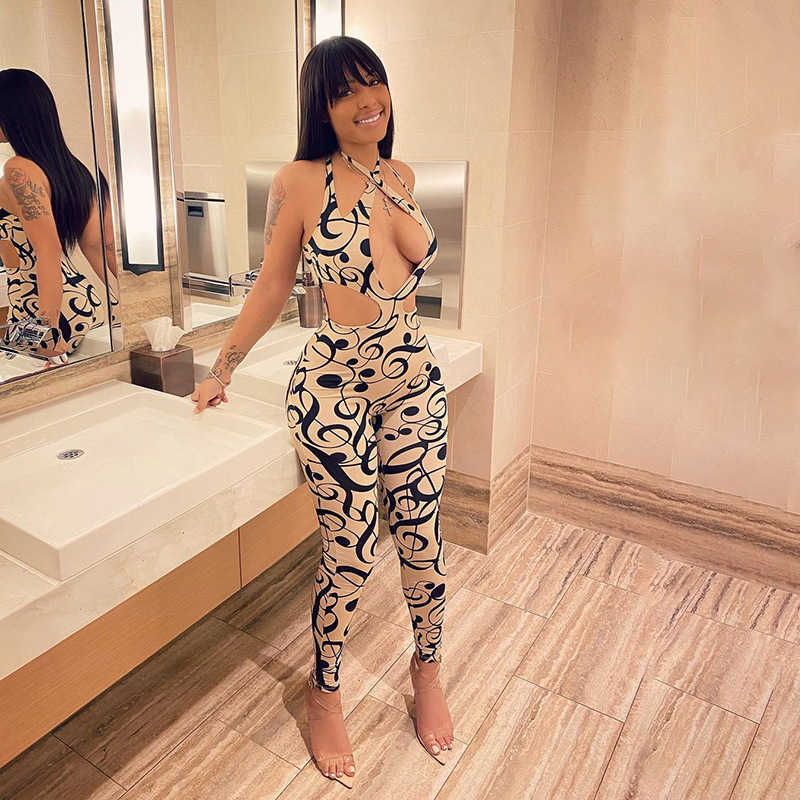 Elegant Women Hollow Out Jumpsuits Digital Print High Waist Low Cut Sexy Femmal Skinny Clothing Party Club Streetwear 210604, Khaki
Elegant Women Hollow Out Jumpsuits Digital Print High Waist Low Cut Sexy Femmal Skinny Clothing Party Club Streetwear 210604, Khaki