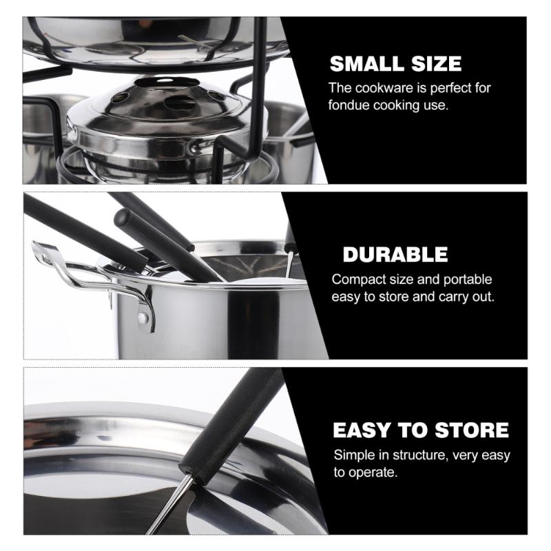 Set Fondue Tool Cooking Stove Safe Alcohol Portable Cookware Pans